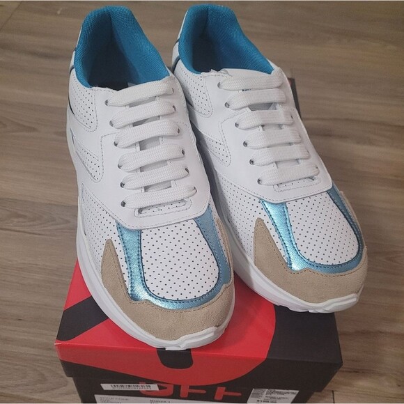 Off Play Monza 1 Performance Sneakers in White Azul Women's Size 37.5 Leather - Picture 2 of 7
